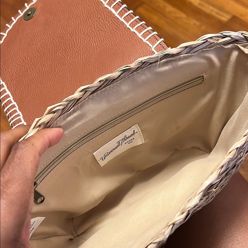 Universal Thread Brown Faux Leather Straw Crossbo… - image 6